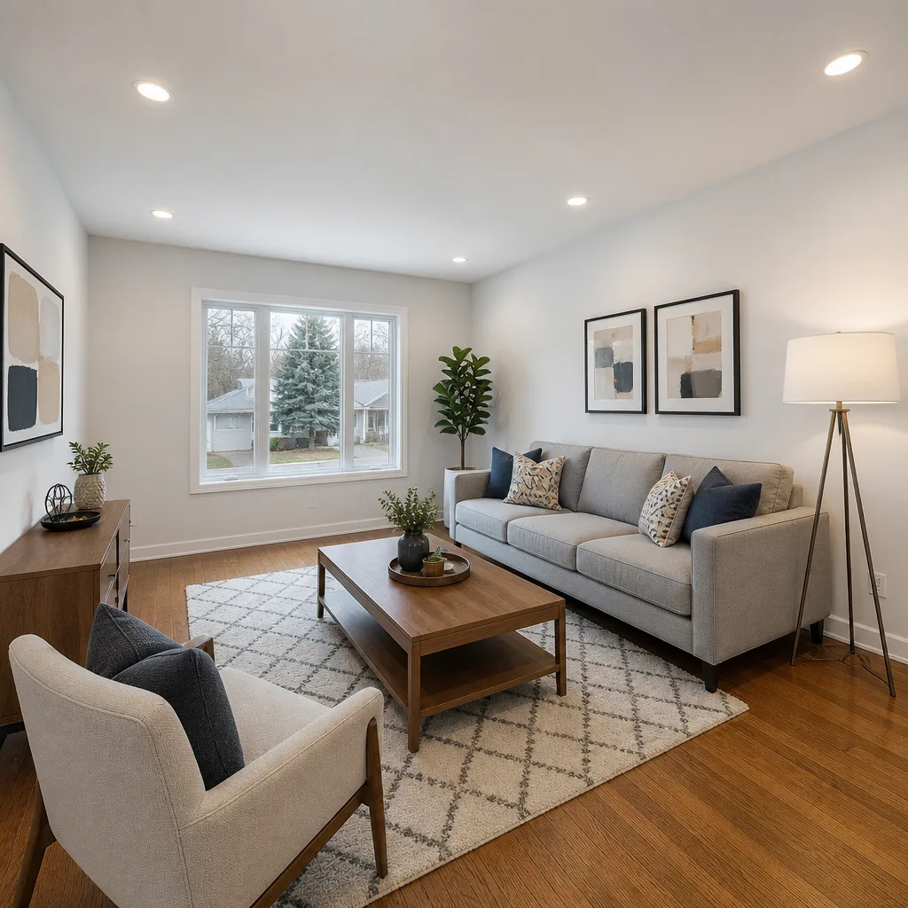Staged living room after AI virtual staging