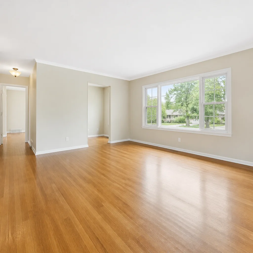Empty living room before AI virtual staging